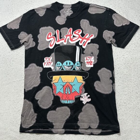Slash Guitarist Men's XS Guns n Roses Short Sleeve Graphic T Shirt Skull Hat - Picture 1 of 12